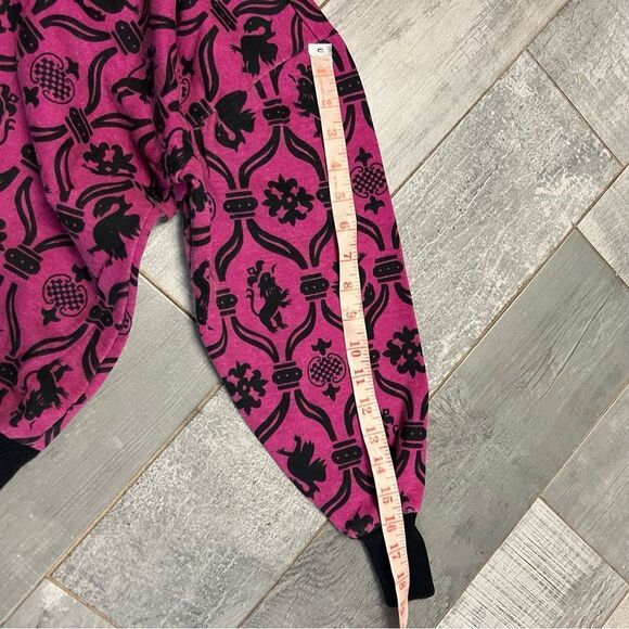 VTG 80's 90s Pink Black colorful Damask print Drop Shoulder Boxy sweatshirt M - Picture 12 of 12